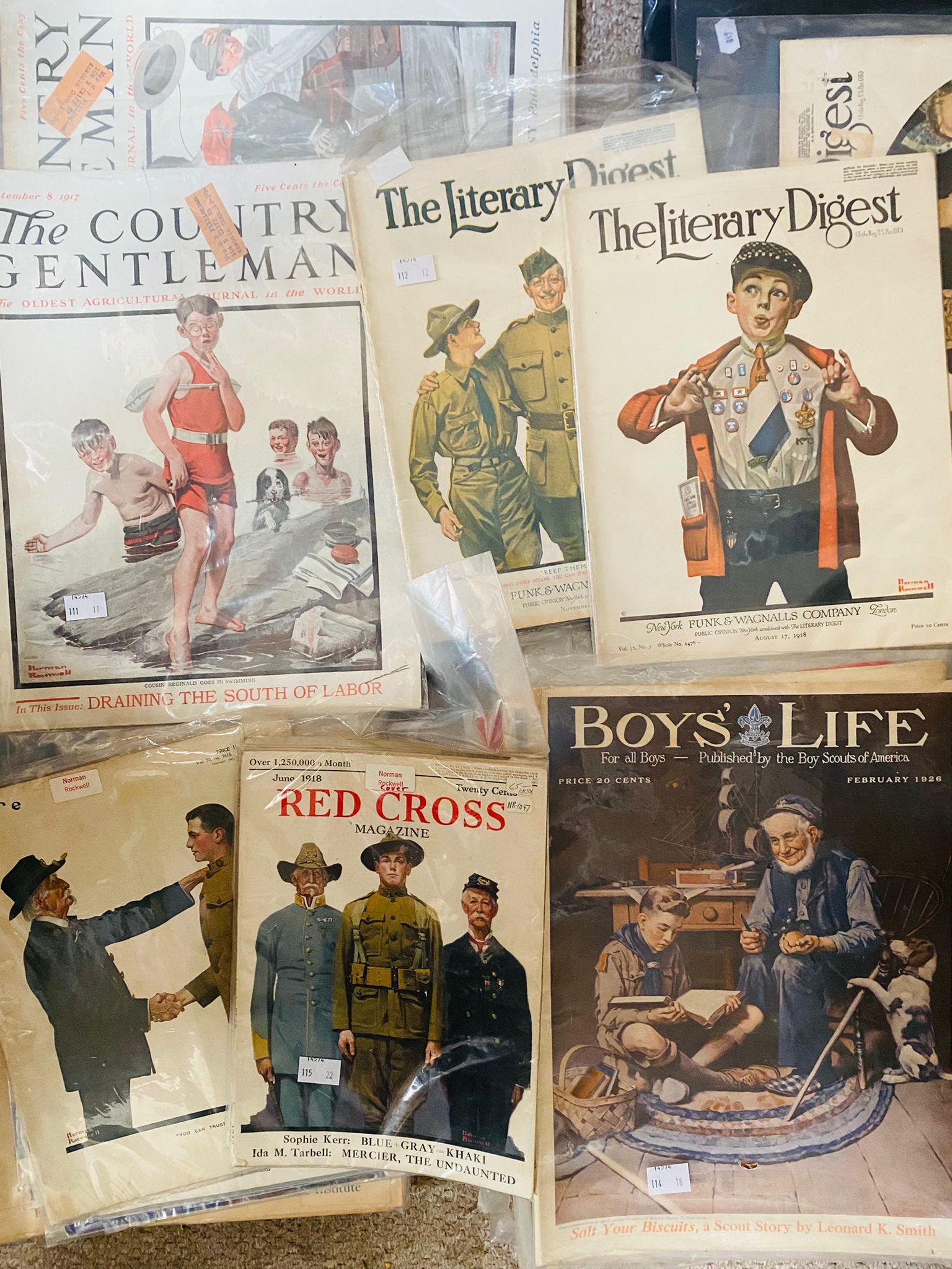 Various magazine covers by Norman Rockwell