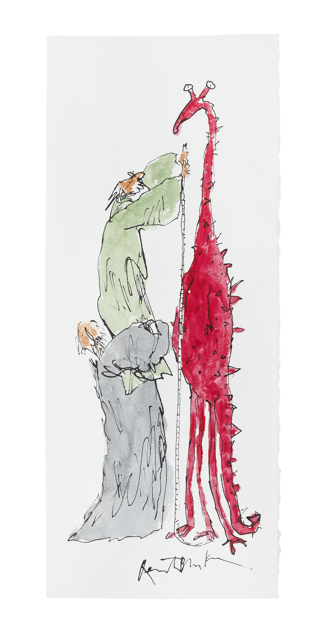 Sir Quentin Blake (British, born 1932) Measuring a Dragon No.1 (unframed) (Executed in 2022)