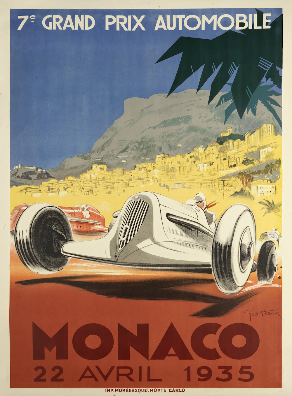 Vintage poster for Monaco 1935 designed by Georges Hamel