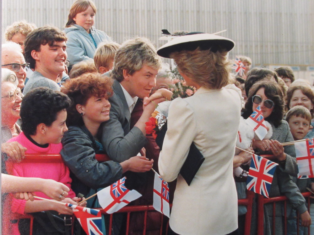 Princess Diana greets the crowds during a visit to Yarrow Shipbuilders in October 1984.