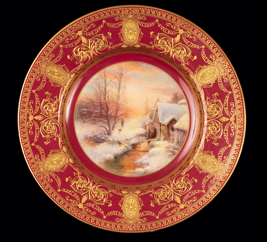 An important Royal Worcester plate by famous Worcester artist Harry Stinton 