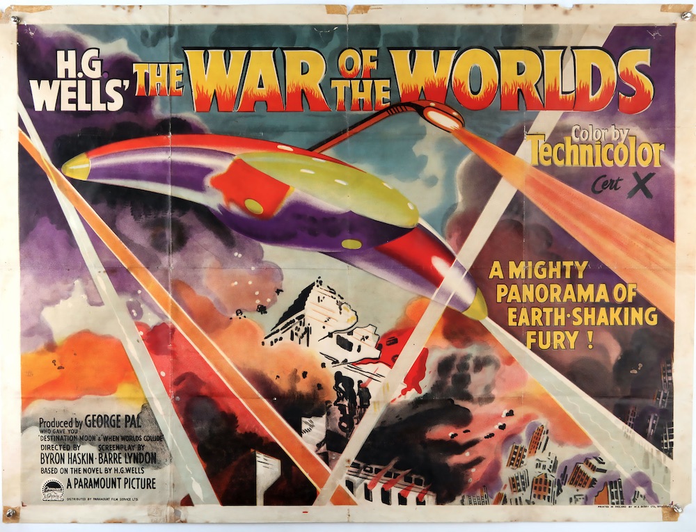 A vintage film poster for H.G. Wells' War of the Worlds