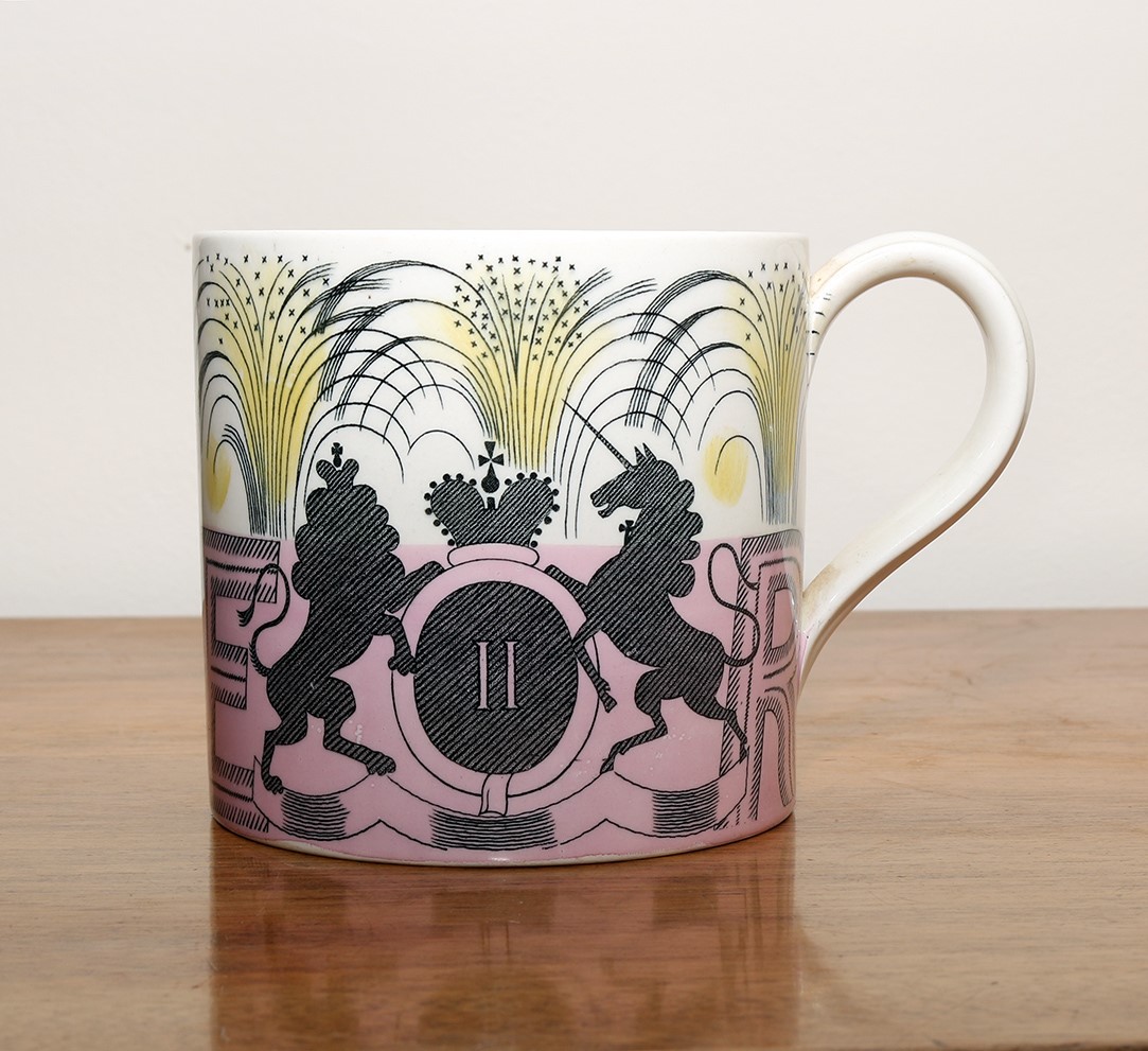 A mug designed for the coronation of HRH Queen Elizabeth II designed by Eric Ravillious