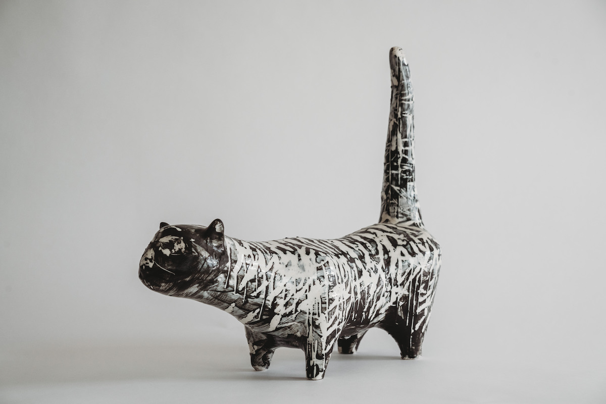 David Hockney ceramic cat