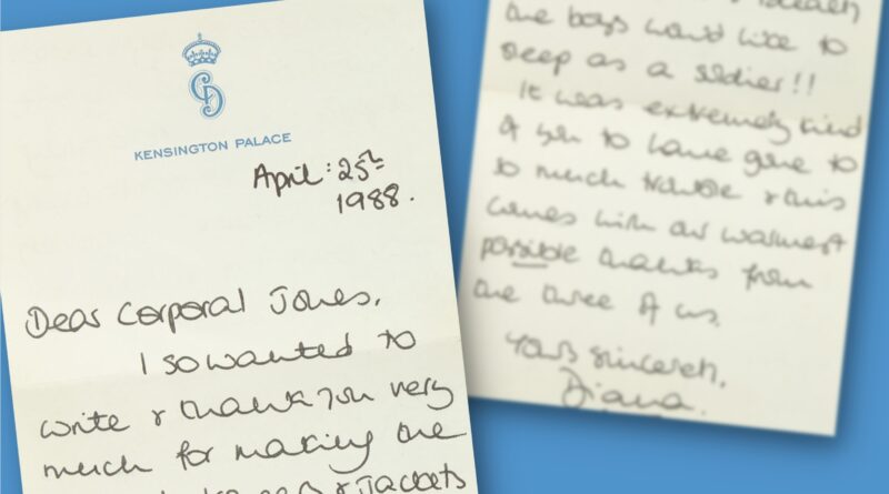 A handwritten letter from Princess Diana