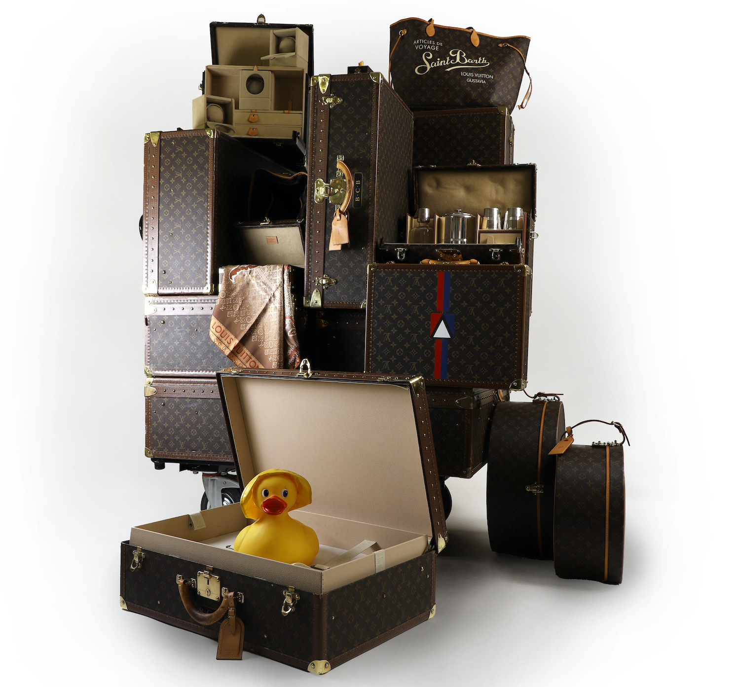 A collection of Louis Vuitton luggage