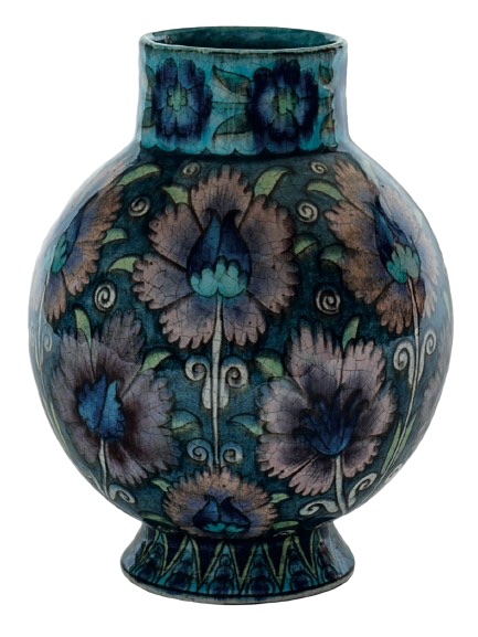 William De Morgan (1839-1917) gourd-shaped vase with Persian decoration