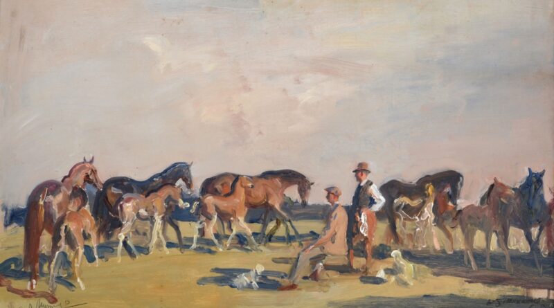 A painted sketch by Sir Alfred Munnings
