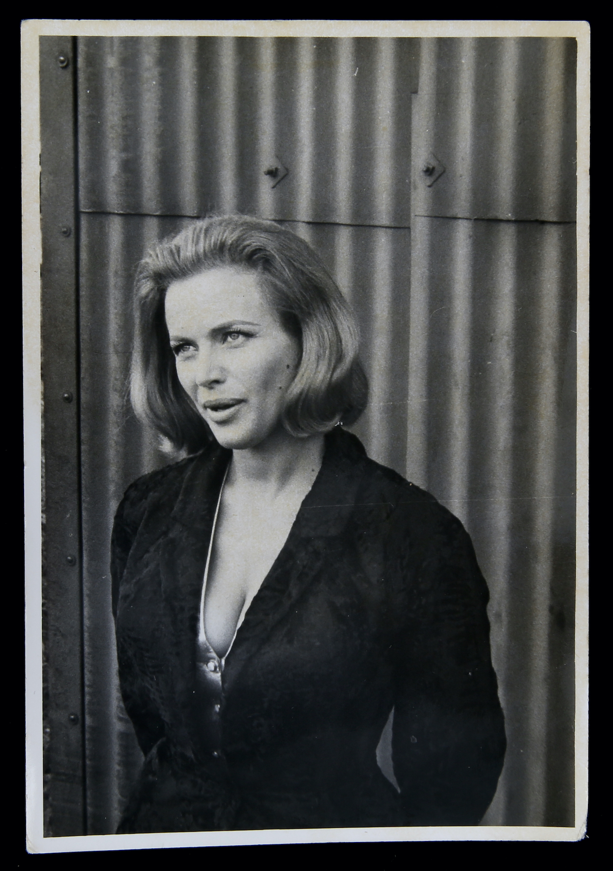 A photograph of Honor Blackman as Pussy Galore in Goldfinger