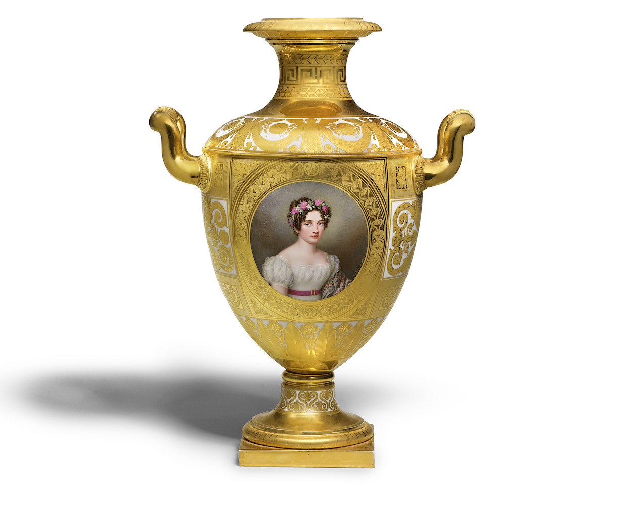 A large Nymphenburg portrait vase depicting Crown Princess Elisabeth of Prussia, circa 1824