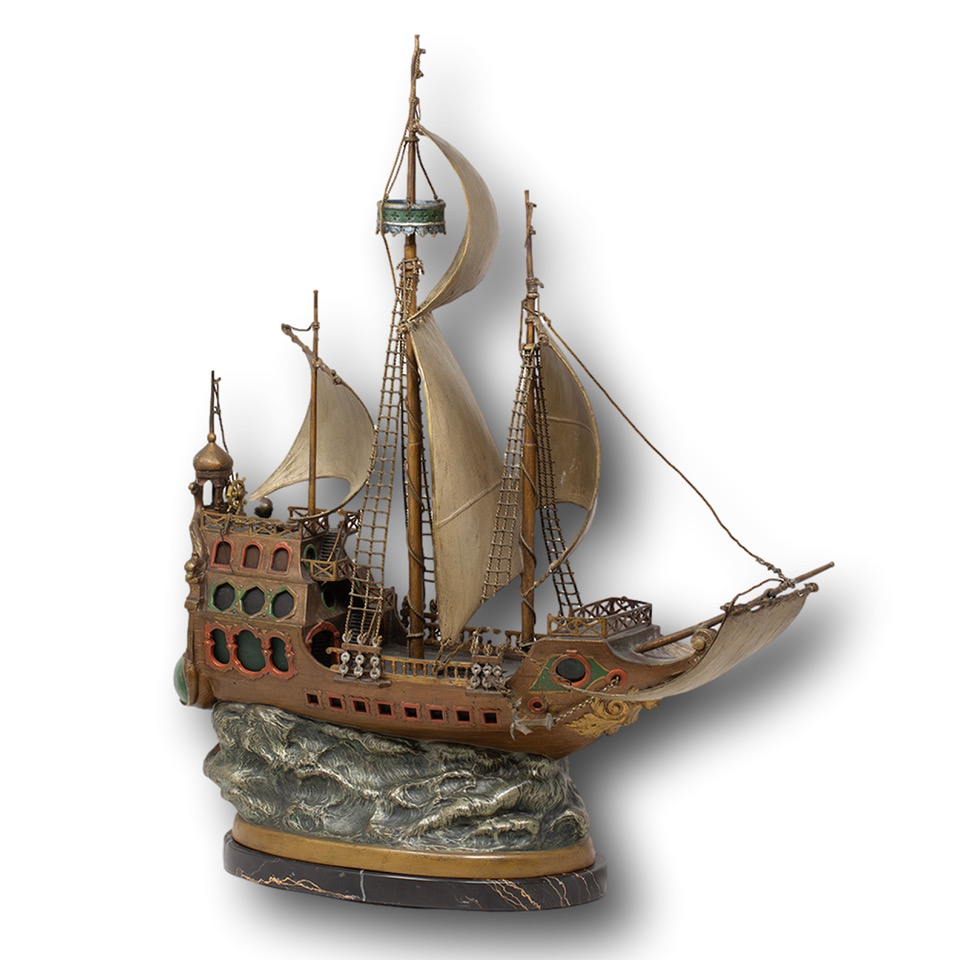Franz Bergman Pirate Ship Galleon Lamp