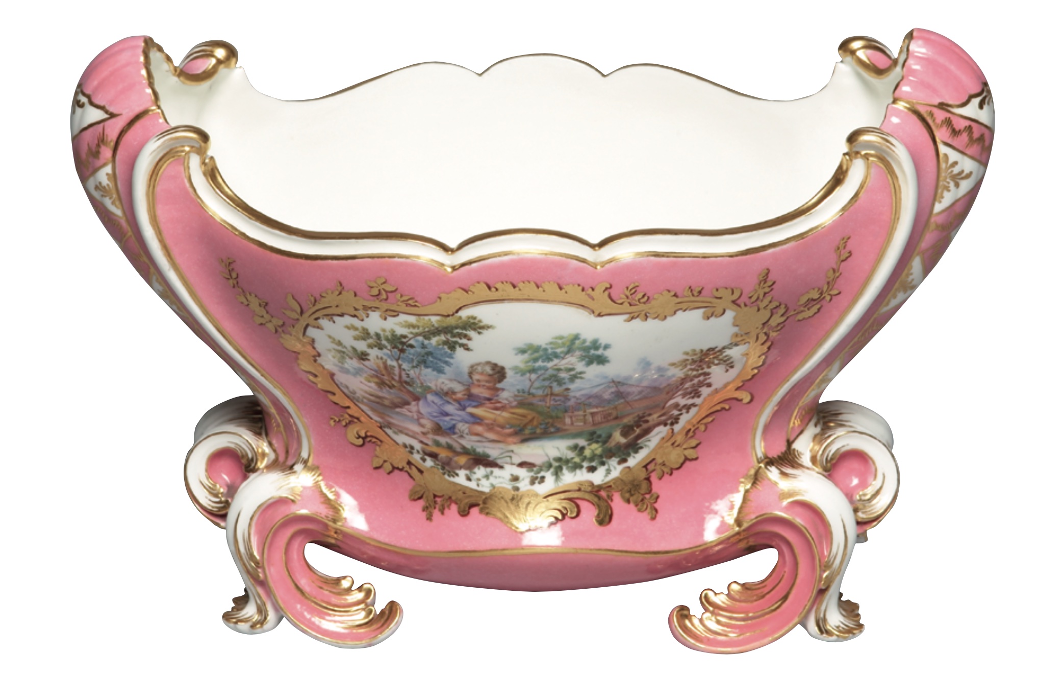 An antique Sèvres porcelain vase with rose ground