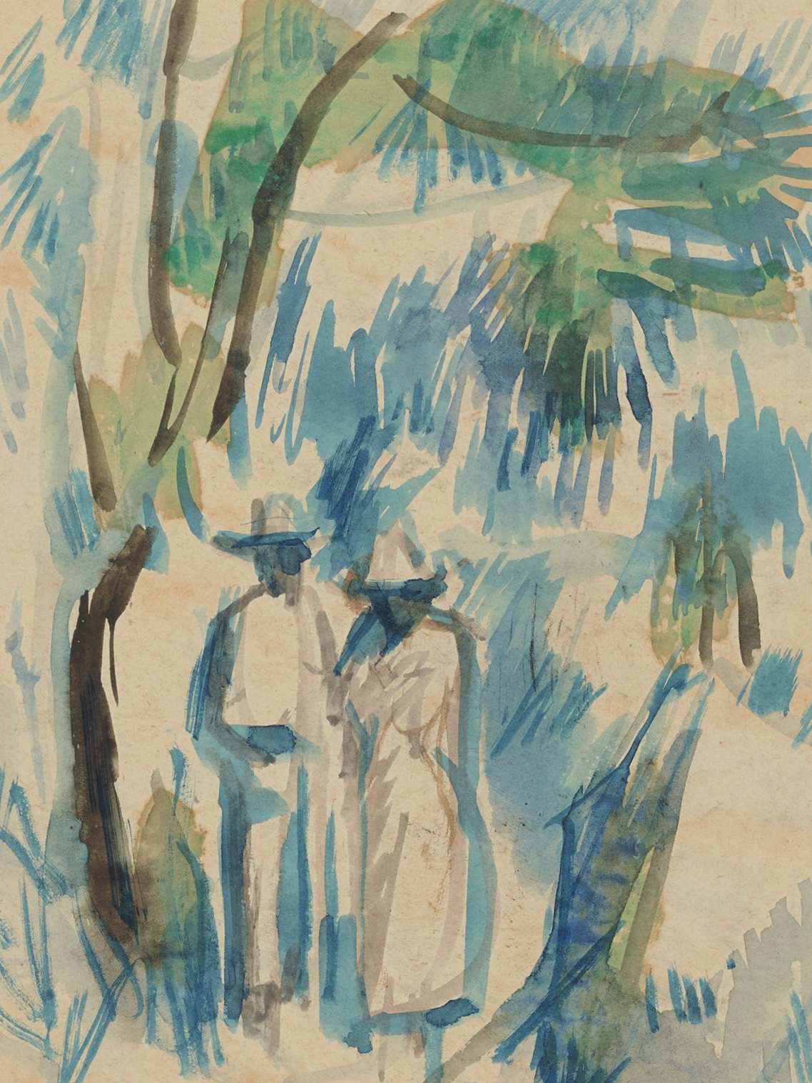 JD Fergusson (1874-1961) 'Figures amongst the Pine Trees'