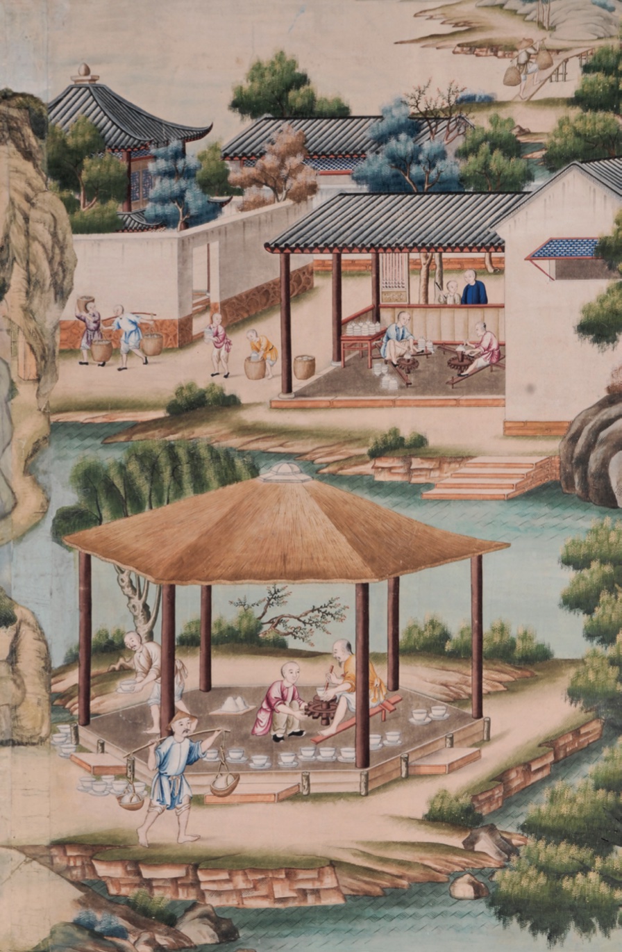 Greens and blues, as seen in the hand-painted Chinese wallpaper at Harewood House