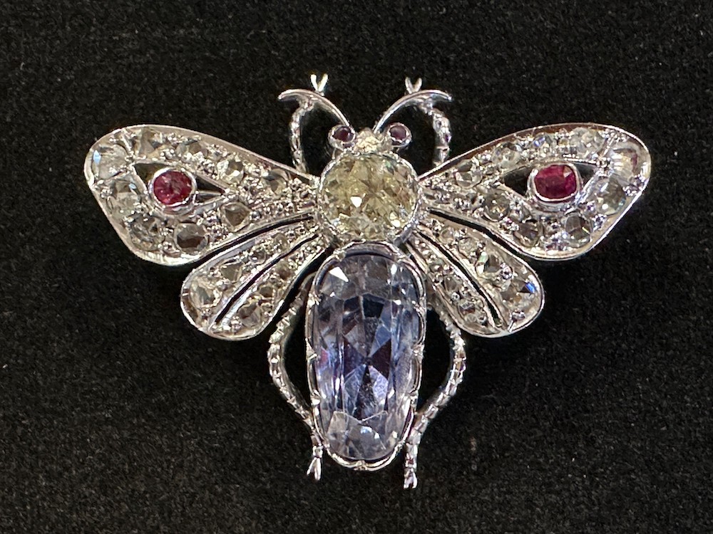 An antique diamond butterfly brooch