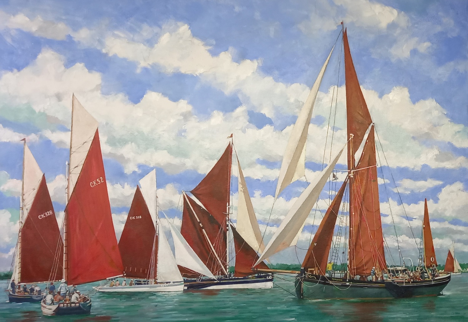 A painting entitled 'Morning at the barge match' by John Scott Martin