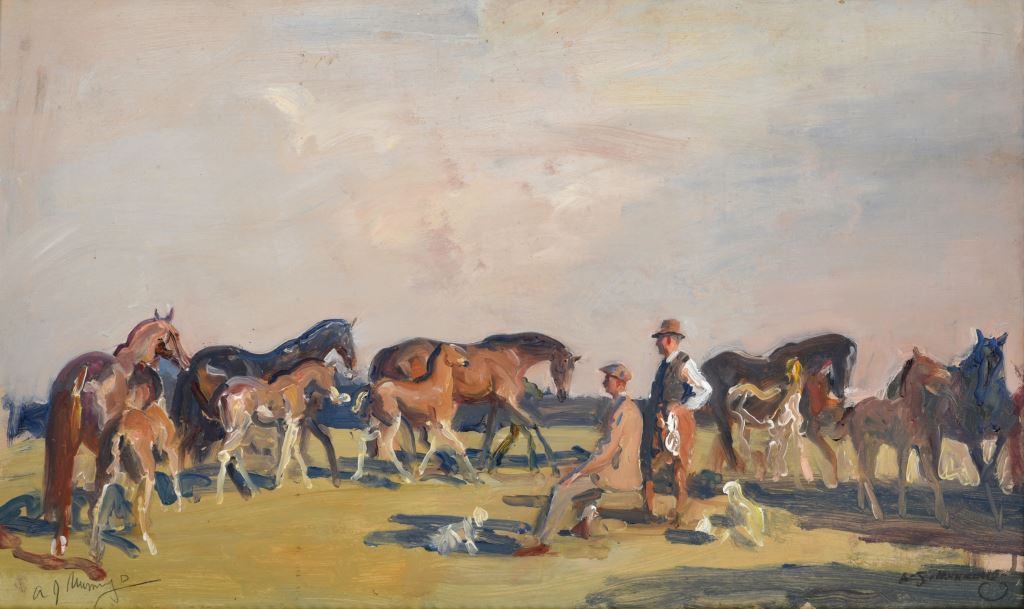 A painted sketch by Sir Alfred Munnings