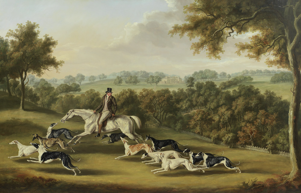 William Henry Davis of Colonel Newport Charlett’s Favourite Greyhounds, oil on canvas