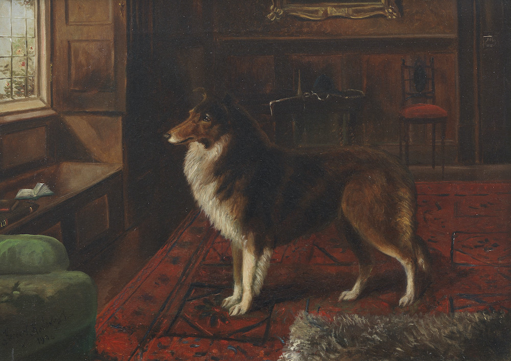 ‘High life’ Old English sheep dog ‘Rufford Ormonde’, Pierpont Morgan’s hero dog, painted by Herbert St John Jones, oil on canvas 