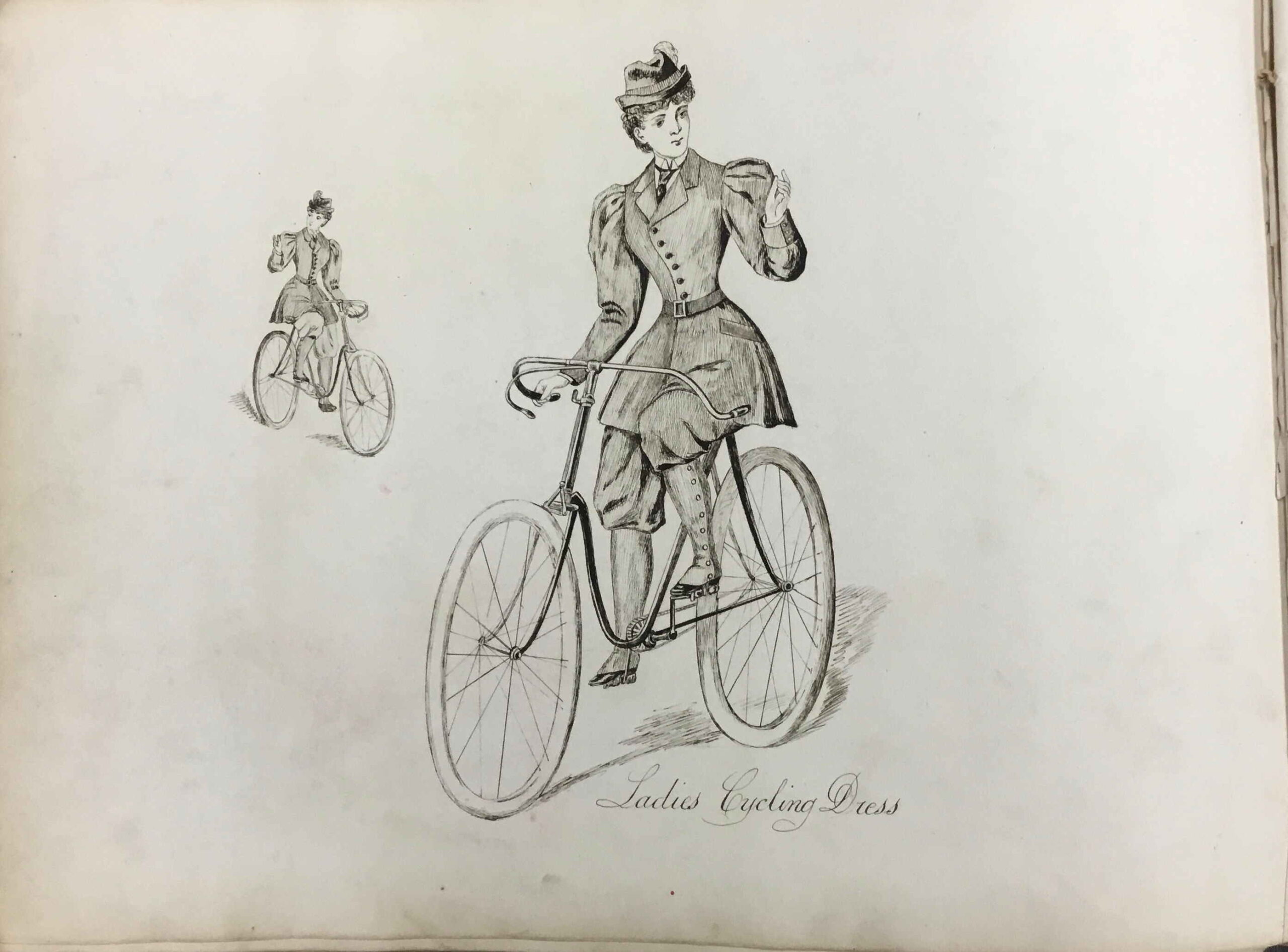 Ladies cycling dress from a military Master Tailor's 1895 pattern and sketch book