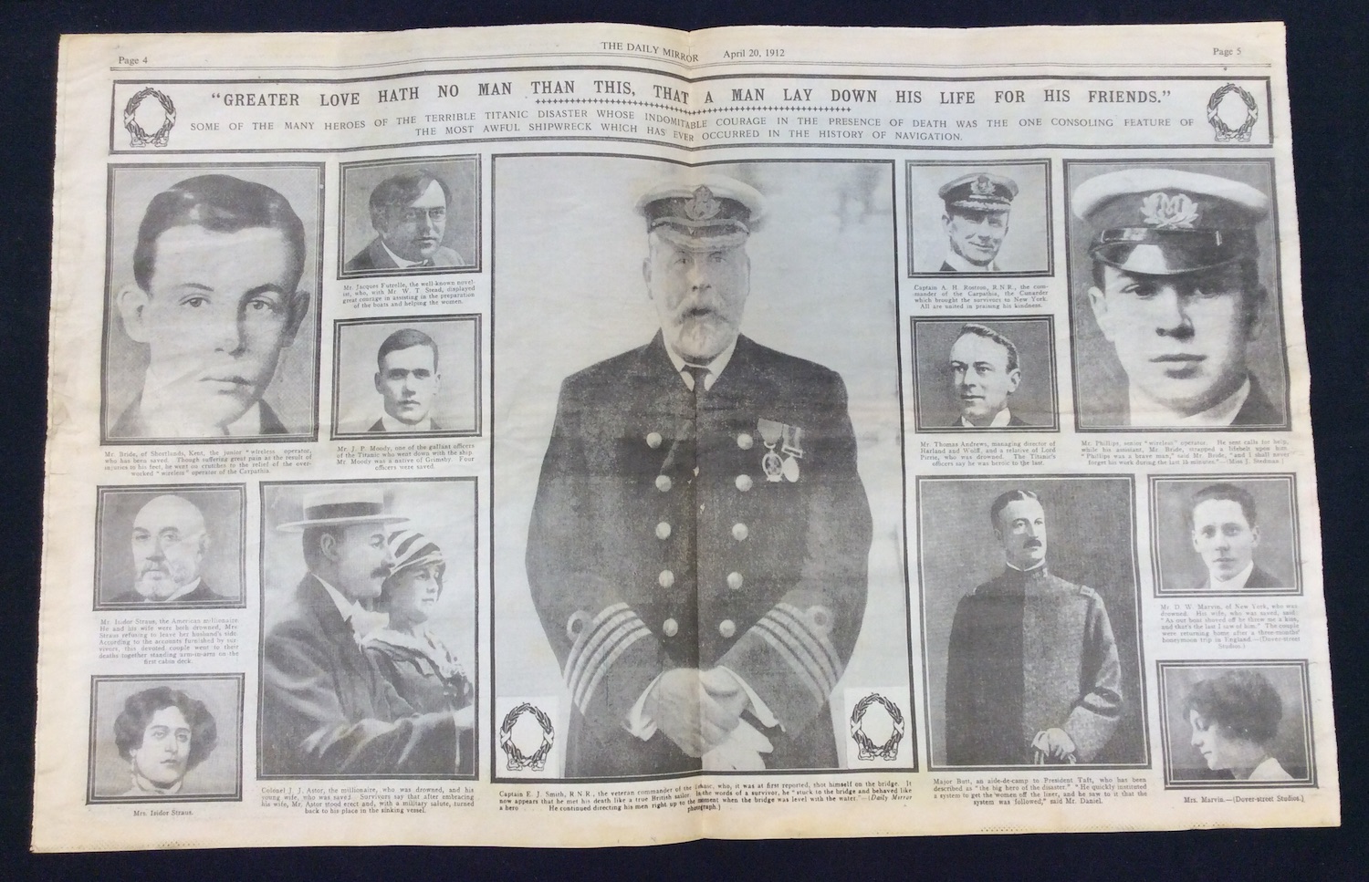 Titanic coverage in The Daily Mirror from April 20, 1912