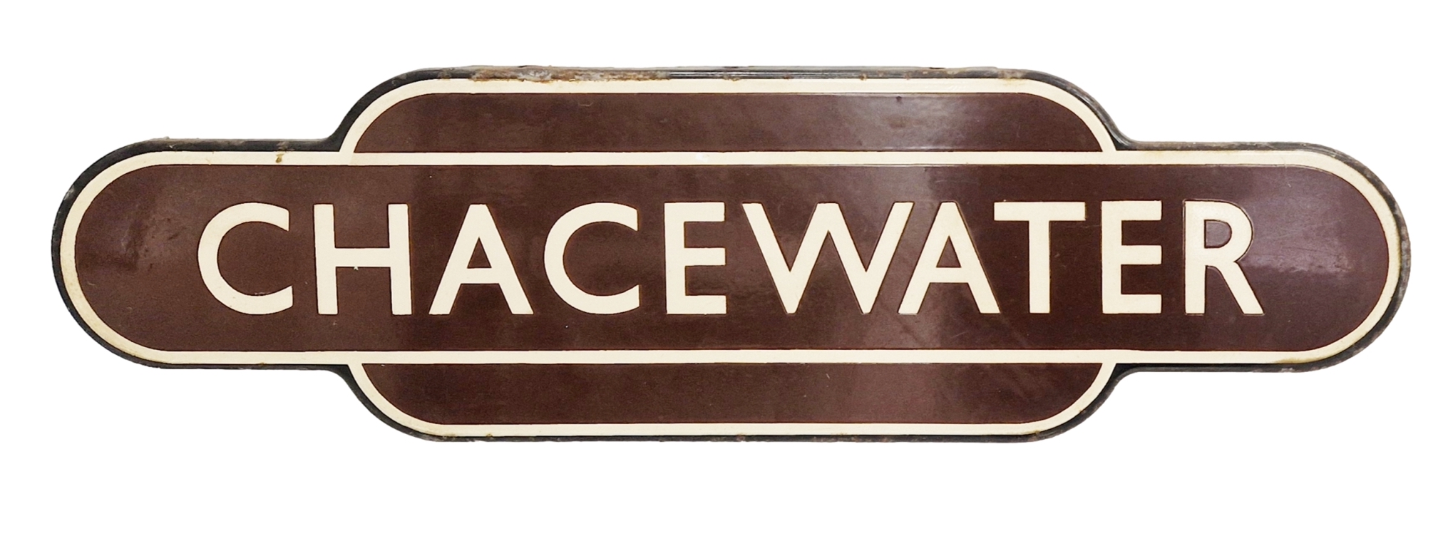 A vintage enamel railway sign for Chacewater