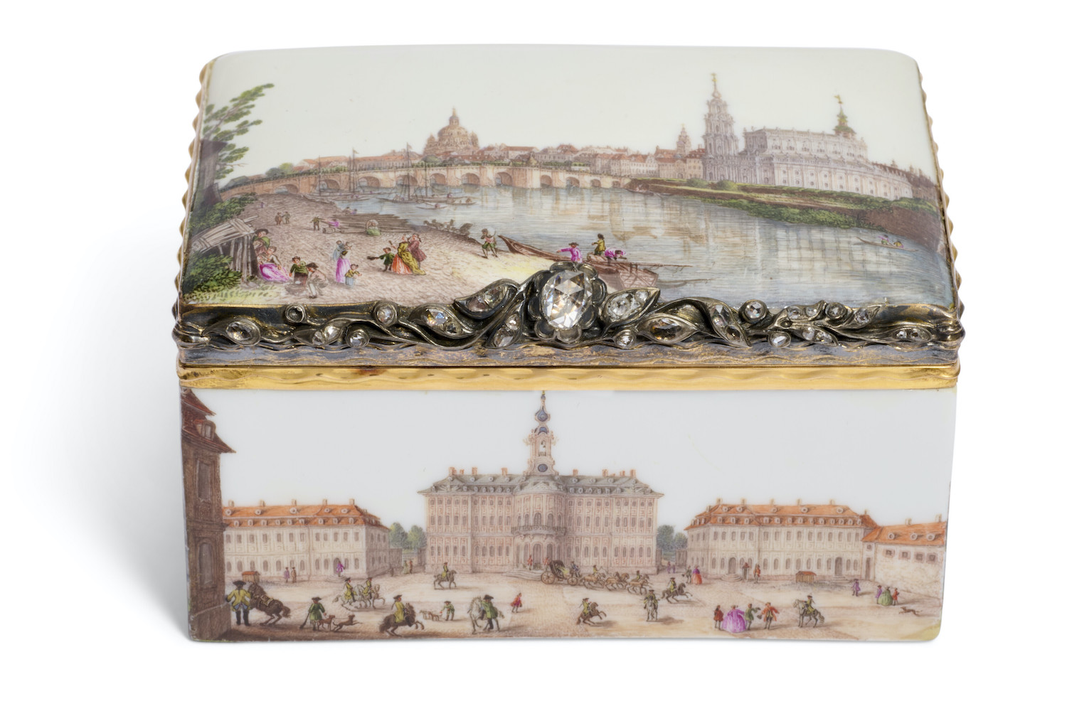 A gold, silver and diamond-mounted royal topographical snuff-box and cover. Estimate: £350,000-500,000