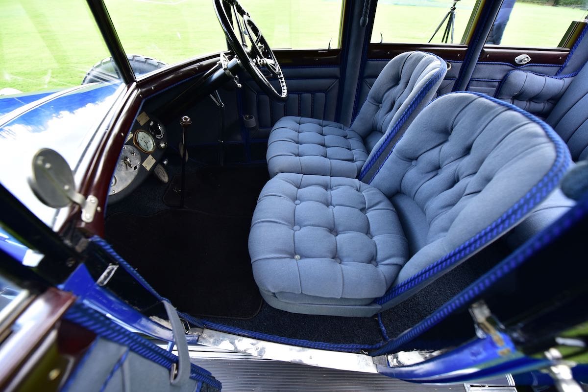 The interior front seats of a classic Laudaulette Daimler