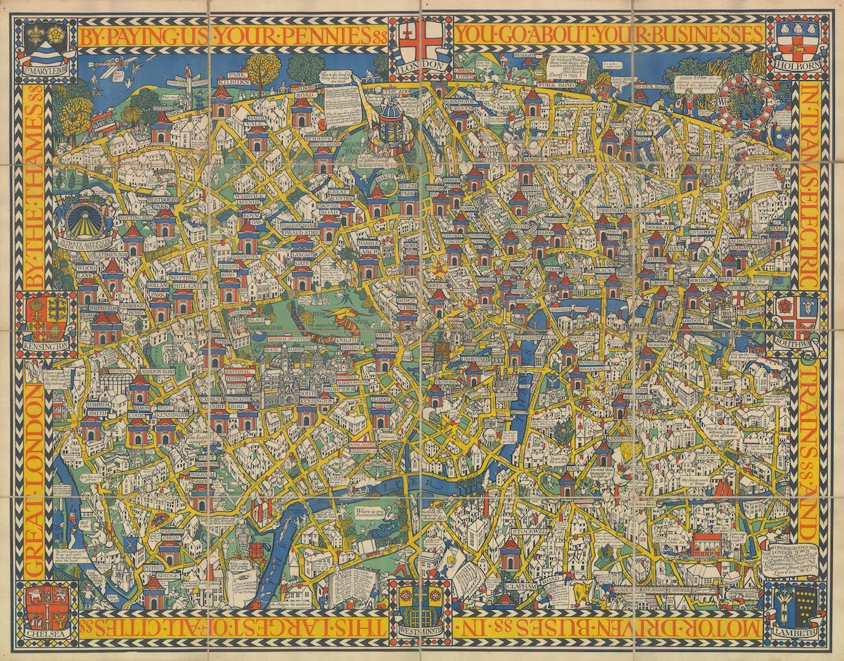 The Wonderground Map of London, Macdonald Gill, 1914