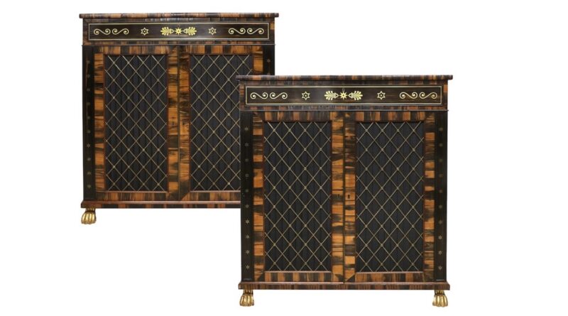 A pair of Regency Calamander Cabinets