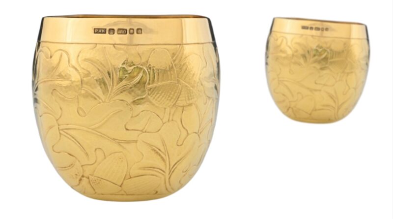 A gold beaker by goldsmith Rod Kelly