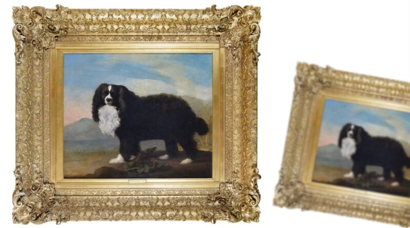 An oil portrait of a spaniel by George Stubbs