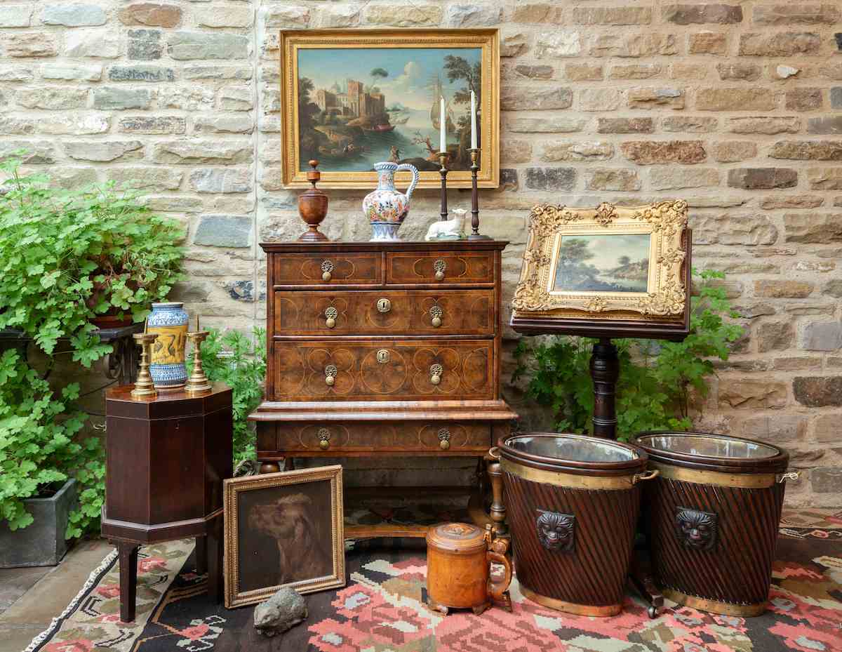 Examples of antique country house furniture and works of art