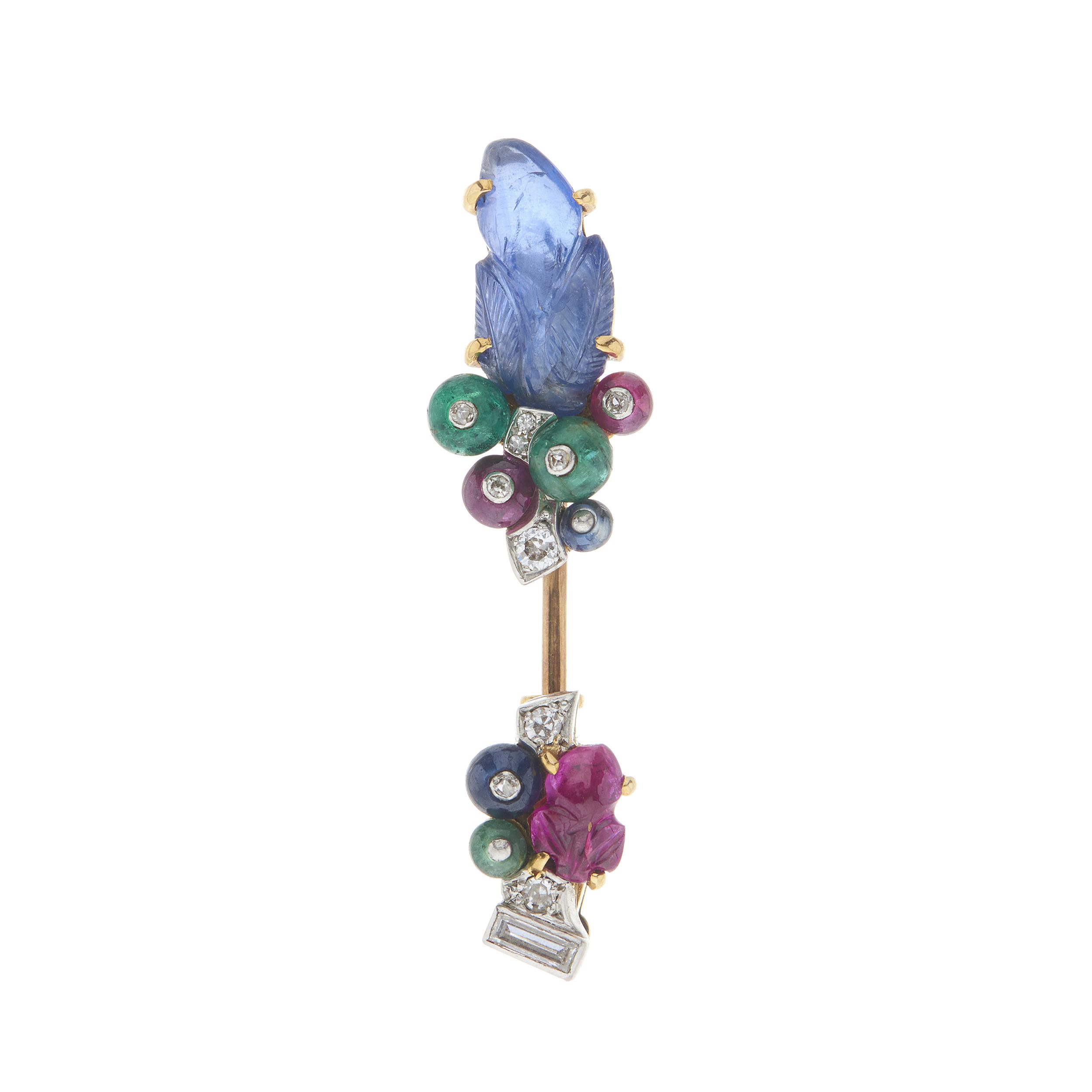 An antique Cartier tutti frutti brooch