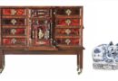 An antique Spanish cabinet and ceramic Chinese nightlight