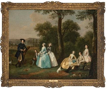 Group portrait of the seven children of Peregrine Bertie, 2nd Duke of Ancaster (1686-1742) by Arthur Devis, from the Collection of the Viscount Wimborne