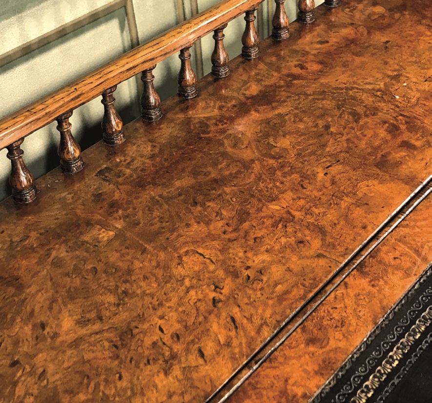An antique desk top made from pollarded oak