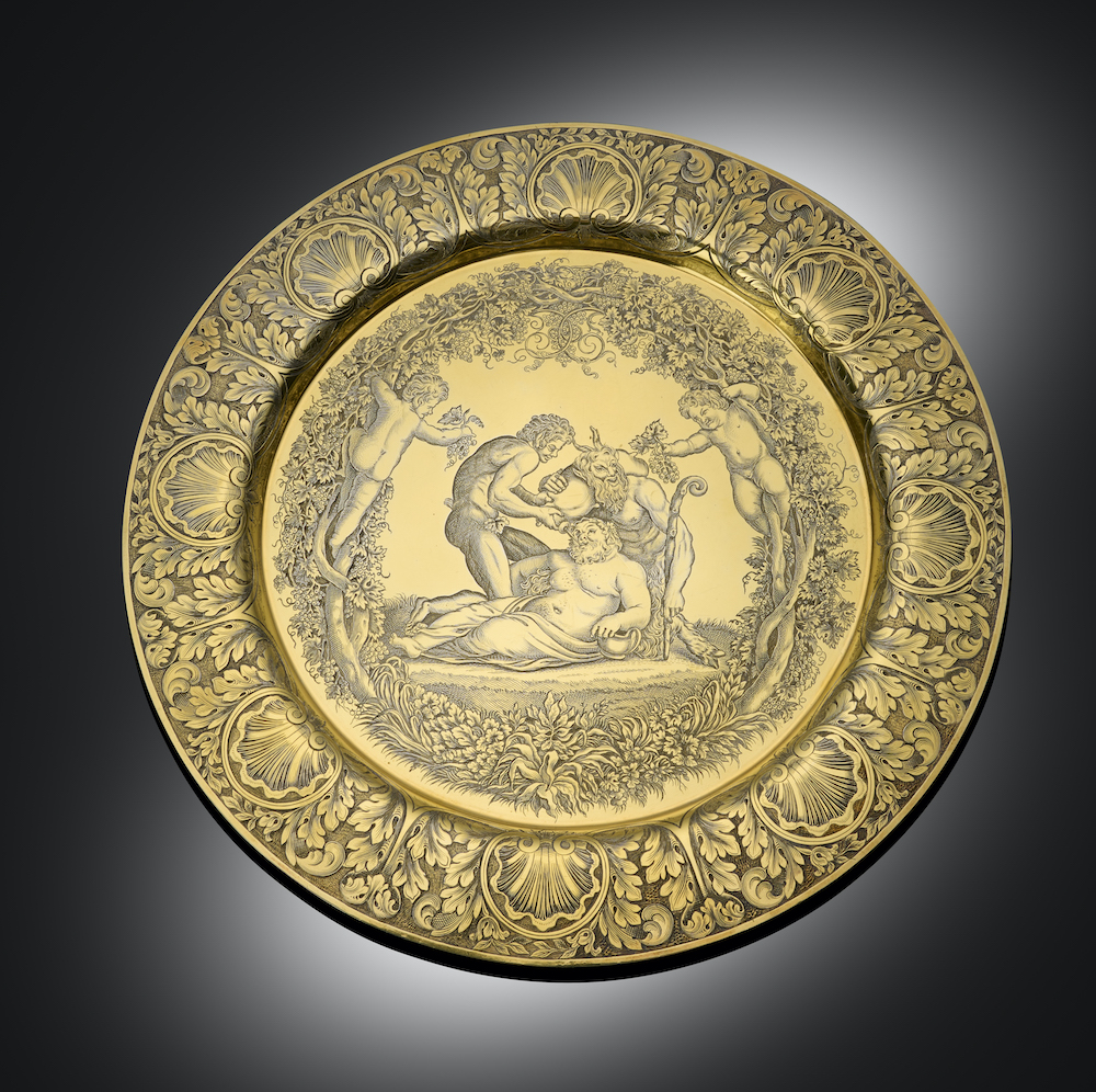 A George IV silver-gilt sideboard dish by the renowned Birmingham silversmith Edward Thomason