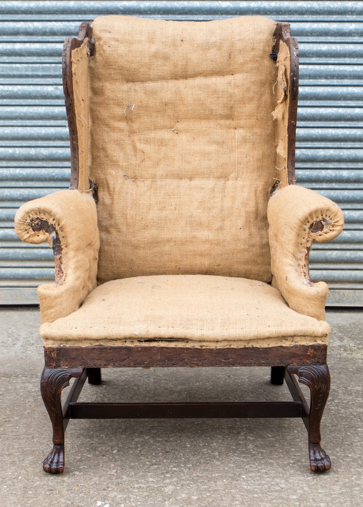 The antique Georgian wing back chair sold at Hansons Auctioneers