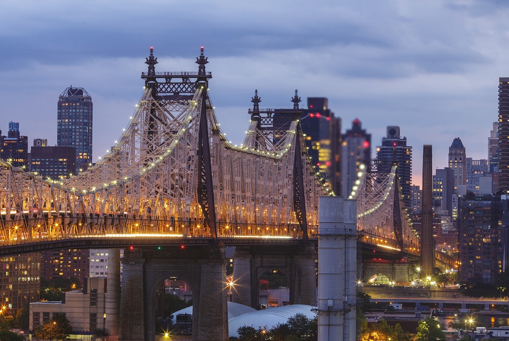 View the Brooklyn Bridge when antique hunting in New York