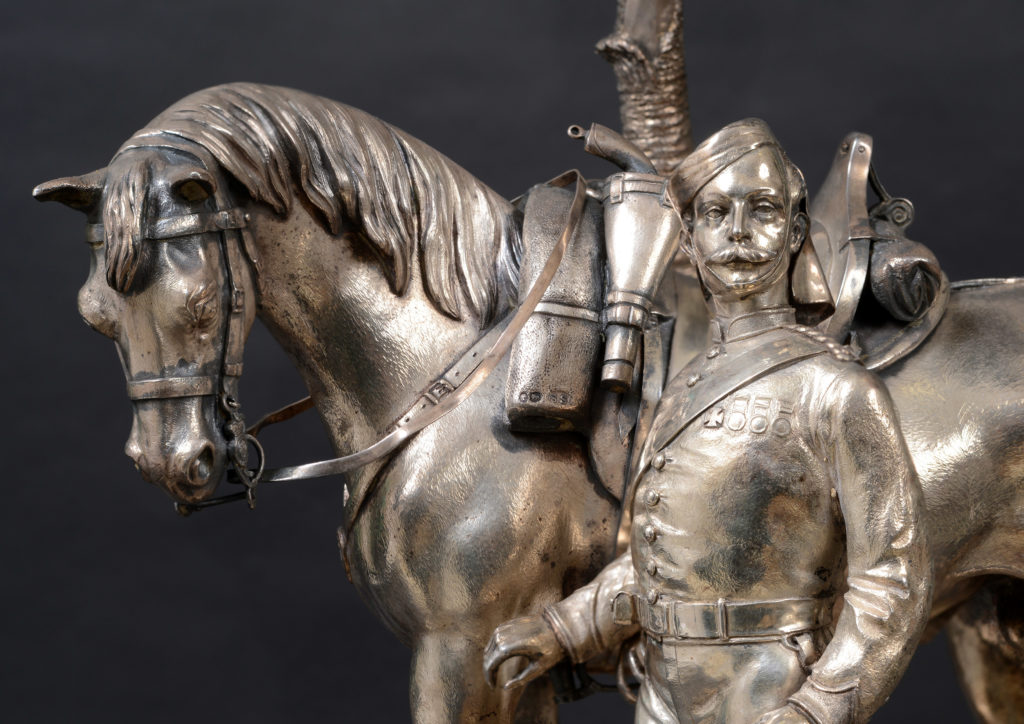 9th Lancers silver centrepiece detail