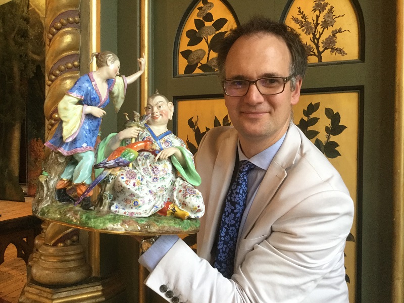 Charles Hanson with Meissen pagoda group which sold for £3,100