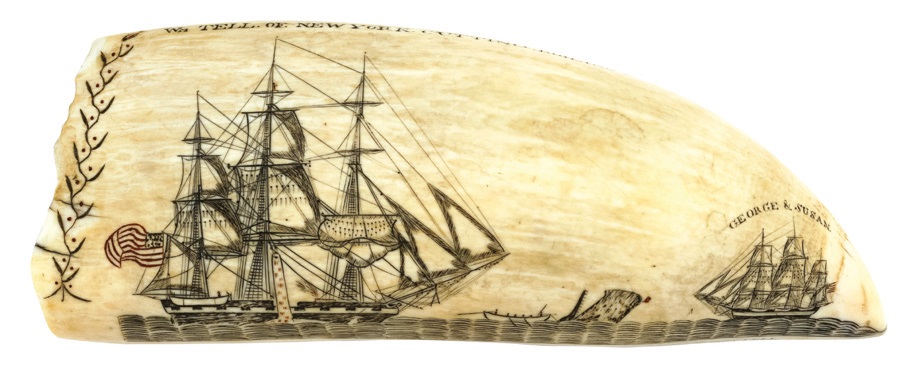 A 20cm (8in) scrimshaw whale’s tooth by Edward Burdett set a world record in 2017 when it sold for $456,000 (£340,000)