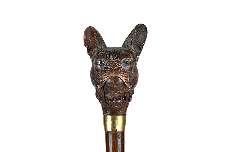 Victorian Gentleman's classic style Dog head walking stick/cane. - Mostly  Boxes Antiques!