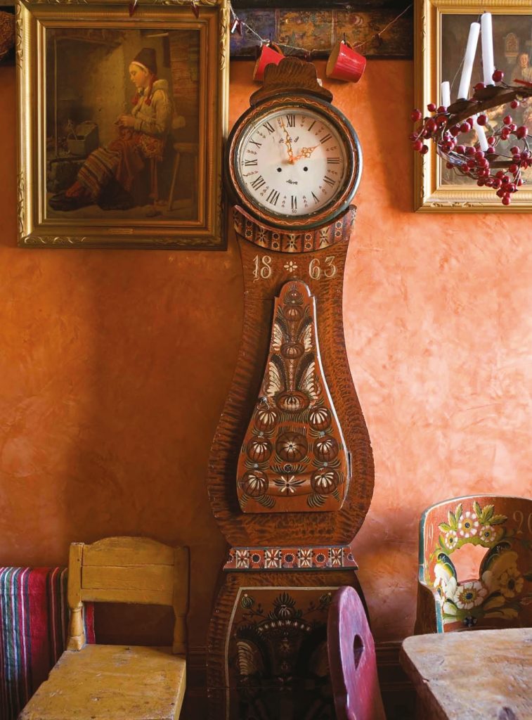 An antique Swedish Mora clock in a modern interior