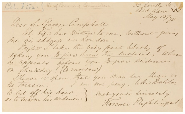 The letter written by Florence Nightingale