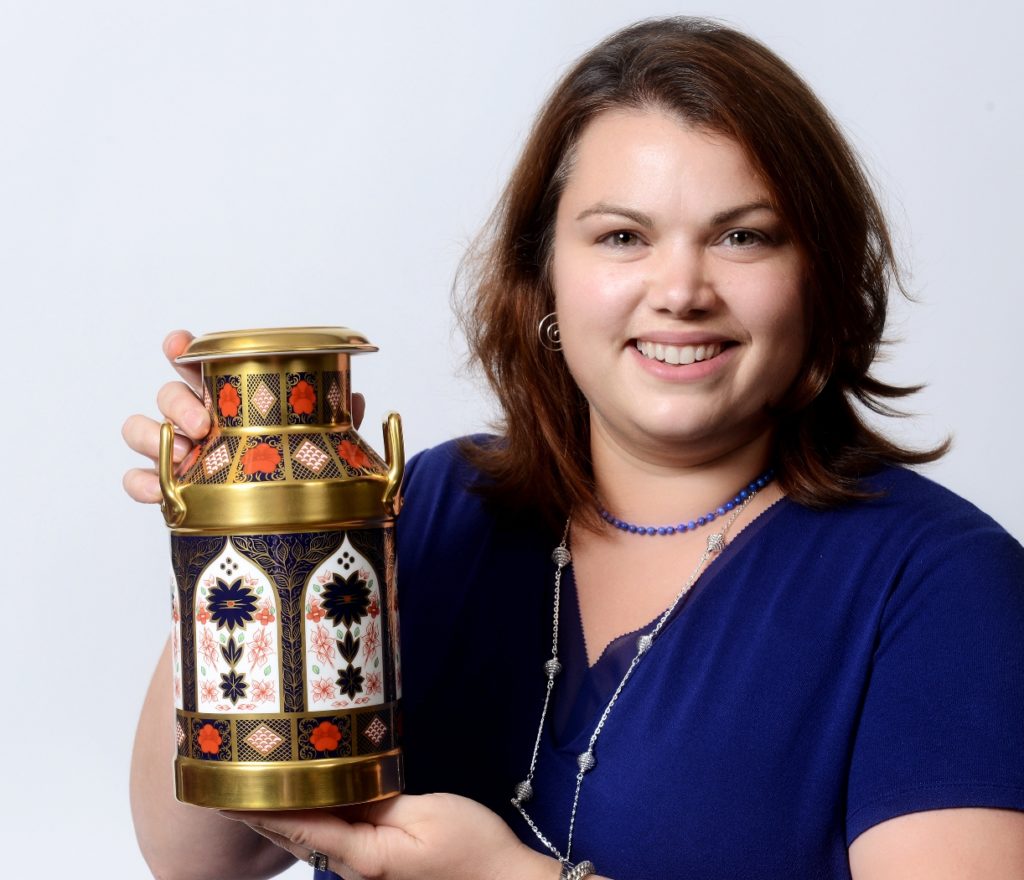 Naomi with Royal Crown Derby churn