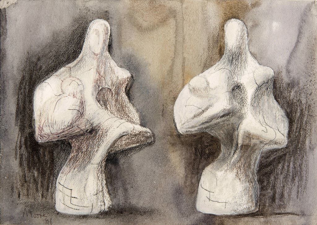 CADA online exhibition - Haynes Fine Art Henry Moore, Two Views of Mother and Child Sculpture