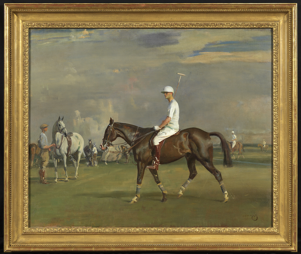 Robert Strawbridge II (1896-1986) on his bay polo pony Oil on canvas Sir Alfred Munnings (1878-1959) 28 x 36 in Courtesy of The Parker Gallery © The Parker Gallery