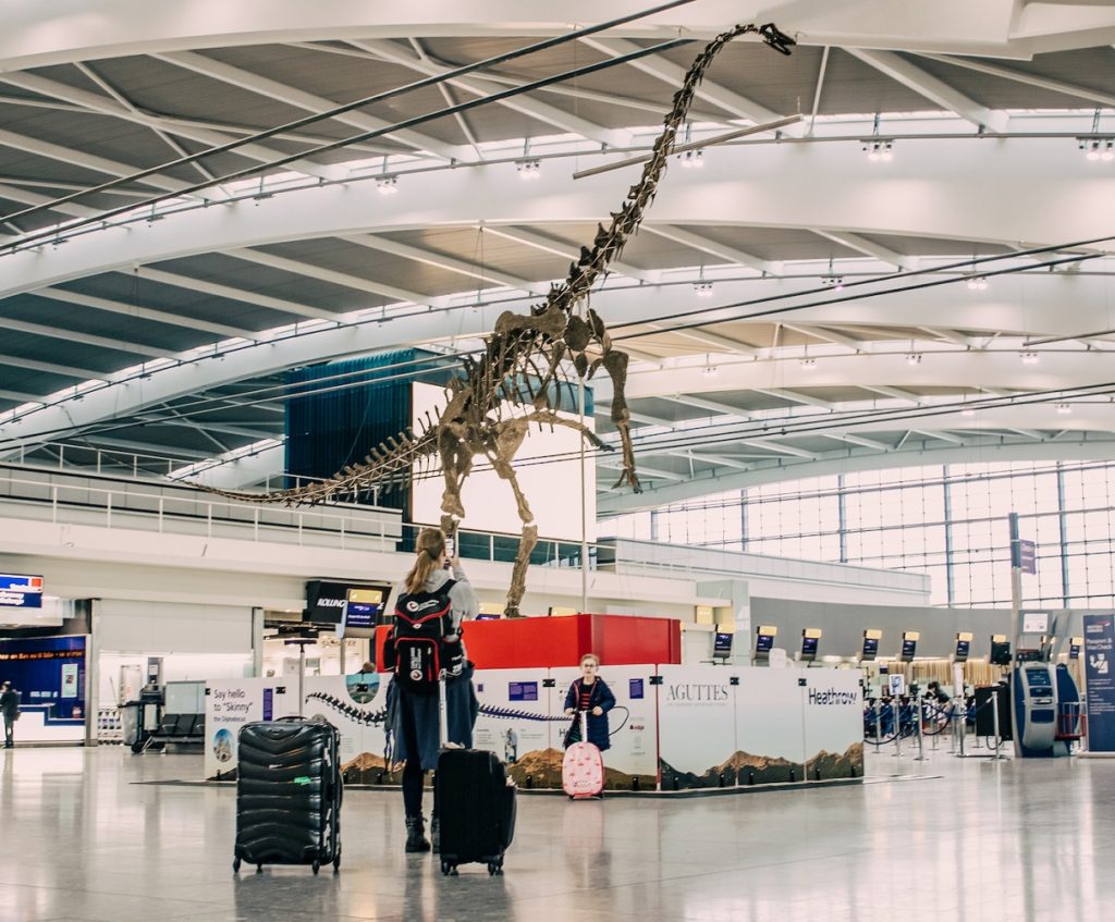 Dinosaur skeleton at Heathrow